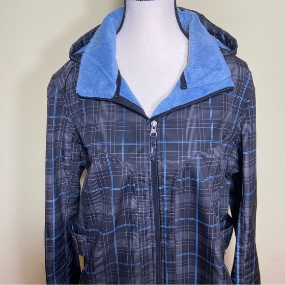 Free Country Black, Grey and Blue Plaid pattern Waterproof Rain Jacket size XL - Picture 2 of 16